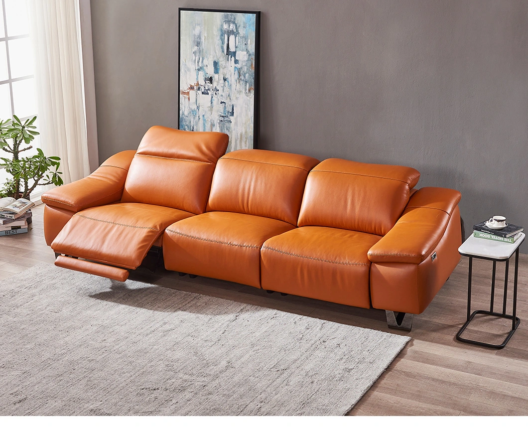 Modern Aesthetic Furniture Genuine Leather Home Living Room Office Recliner Sofa